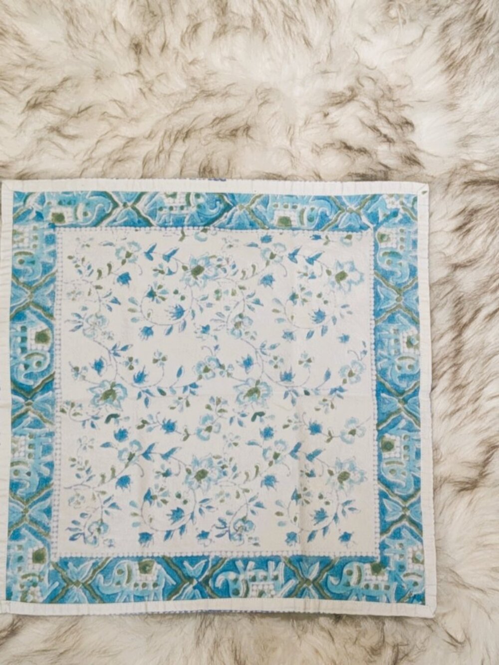 Handcrafted Block-Print Napkins (6) Boho Global Chic - Picture 3 of 4